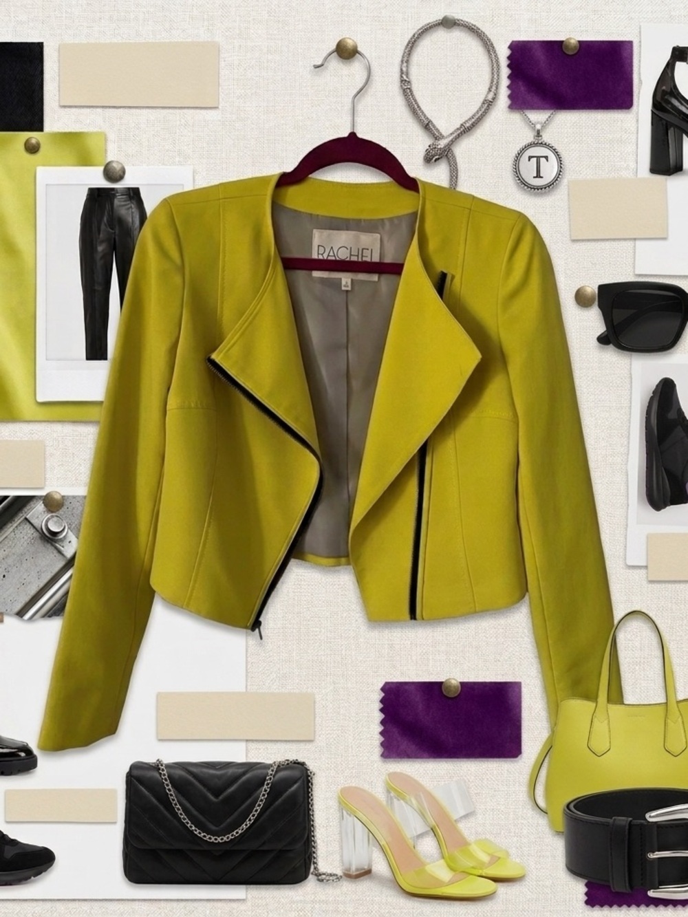Y2K spring to summer transitional Rachel by Rachel Roy Yellow cropped jacket